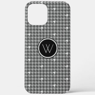 Grijs met Silver Accent Houndstooth Hoesje-Mate Ho iPhone 12 Pro Max Hoesje