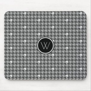 Grijs met Silver Accent Houndstooth Mousepad Muismat
