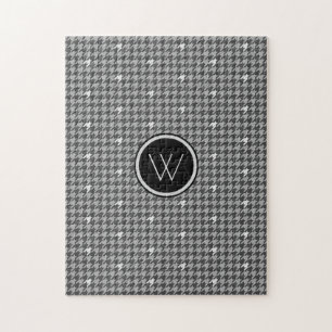 Grijs met Silver Accent Houndstooth Puzzle Legpuzzel