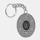 Grijs met Silver Accent Houndstooth Sleutelhanger (Voorkant Links)