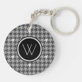 Grijs met Silver Accent Houndstooth Sleutelhanger (Achterkant)
