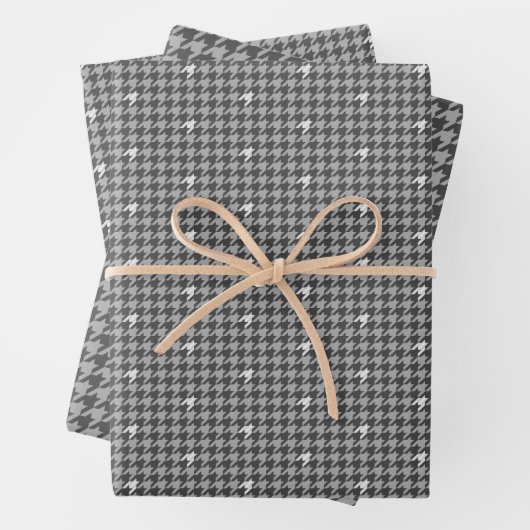 Grijs met Silver Houndstooth Wrapping Paper Set (In situ)