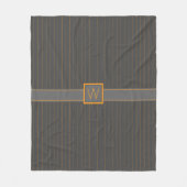Grijs met Sinaasappel Pinstripes Fleece Deken (Voorkant)