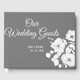  grijs met White Floral Wedding Guestbook Gastenboek