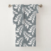 Grijs met witte blaaddoekset bad handdoek (Insitu)