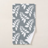 Grijs met witte blaaddoekset bad handdoek (Handdoek)