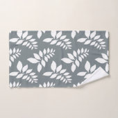 Grijs met witte blaaddoekset bad handdoek (Handdoek)
