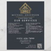 Grijs Minimaal Huis Bouwconstructie QR Code Flyer (Voorkant)
