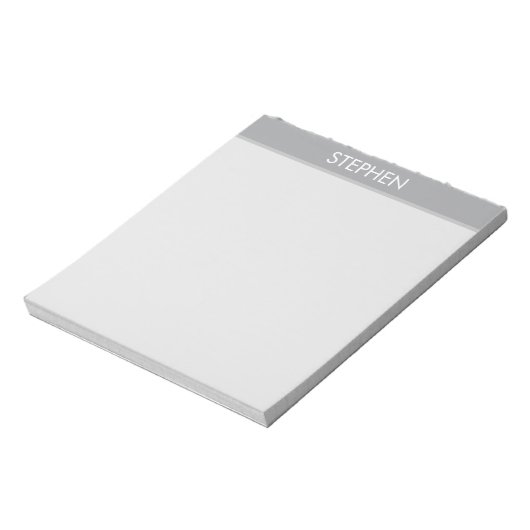 Grijs minimalistisch aangepaste naam notitieblok (Gedraaid)
