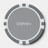 Grijs minimalistisch aangepaste naam poker chips (Voorkant)