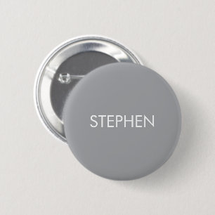 Grijs minimalistisch aangepaste naam  ronde button 5,7 cm