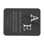 Grijs minimalistisch monogram magneet (Horizontaal)