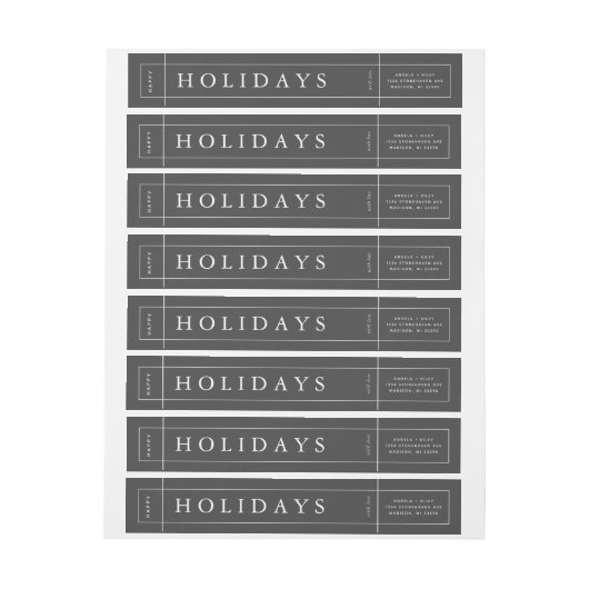 grijs modern kerstenvelopetiket (Vel)