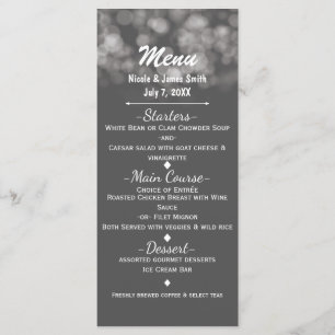 Grijs modern minimaal licht elegant glamour feestm menu