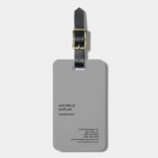 Grijs Modern Professional Exclusief Bagagelabel (Voorkant verticaal)