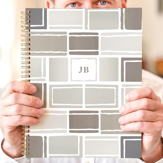 Grijs moderne geometrische monogram planner