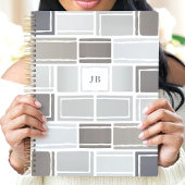 Grijs moderne geometrische monogram planner