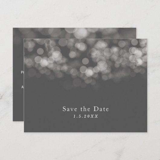 Grijs Moderne Minimale Lichten Uitnodiging van gra (Voorkant / Achterkant)