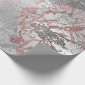 Grijs Molten Silver Blush Roze Marble Shiny Metal Cadeaupapier (Hoek)