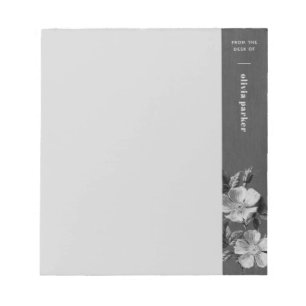 Grijs Monochromatische Bloemen Floral Custom Notit Notitieblok
