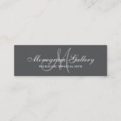 Grijs Monogram Eenvoudig  Mini Visitekaartje (Voorkant)