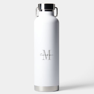 Grijs Monogram Eerste Letter en Naam Gepersonalise Waterfles
