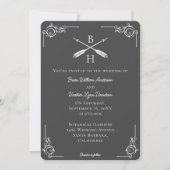 Grijs Monogram en Pijlen Bruiloft Uitnodiging (Voorkant)