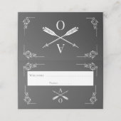 Grijs Monogram en Pijlen Receptie Plaats Kaart (Buitenkant ongevouwen)