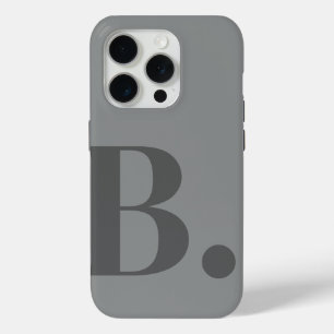Grijs Monogram Letter Eenvoudige kleur Minimalisti iPhone 15 Pro Case
