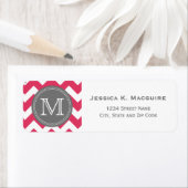 Grijs Monogram Roze Chevron Etiket (Insitu)
