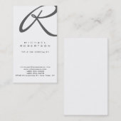 Grijs Monogram Wit Verticaal Visitekaartje (Voorkant / Achterkant)