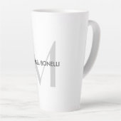 Grijs Monogram Zwart Wit Naam Latte Mok (Rechterhoek)