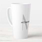 Grijs Monogram Zwart Wit Naam Latte Mok (Linkerhoek)
