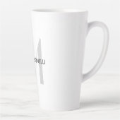 Grijs Monogram Zwart Wit Naam Latte Mok (Rechts)