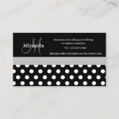 Grijs Monogram Zwart Wit Polka Dot Visitekaartje (Achterkant)