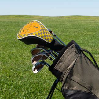 Grijs & Mosterdgeel Geruit Monogram Golfheadcover