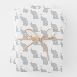 Grijs Olifantpatroon Inpakpapier Vel