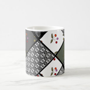 Grijs Olijf roestige patchwork patroon Koffiemok