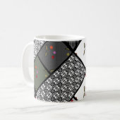 Grijs Olijf rustiek patchwork patroon Koffiemok (Voorkant links)