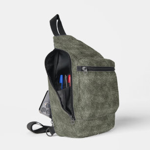 Grijs Olive Denim Patroon Sling Bag