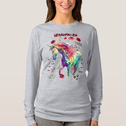 (Grijs) Oma Eenhoorn T-shirt (Voorkant)