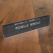 Grijs ontwerp Achtergrond van grijs hout Naambordje (Zijkant)