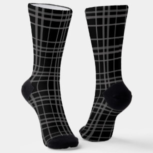 Grijs op zwart tartan geruit patroonontwerp  sokken