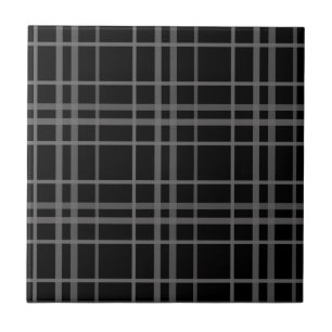 Grijs op zwart Tartan Plaid Pattern Design Tegeltje
