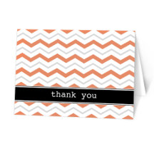 Grijs Oranje Chevron persoonlijke bedankkaartjes