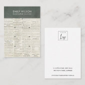  GRIJS OUDE NEWSPAPER 3 STUD EARRING DISPLAY  VISITEKAARTJE (Voorkant / Achterkant)