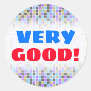 Grijs, Paars, beige, blauw vierkant/tegelpatroon Ronde Sticker