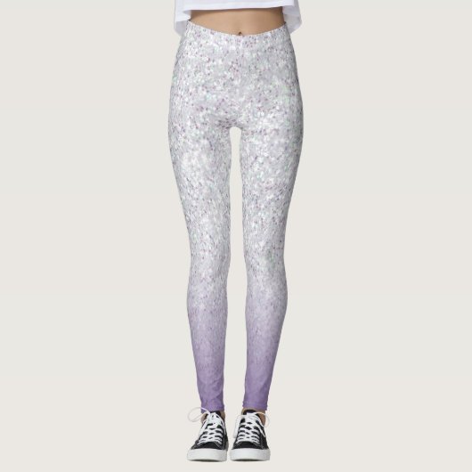 Grijs Paarse Glitter Sparkles Modern Leggings (Voorkant)