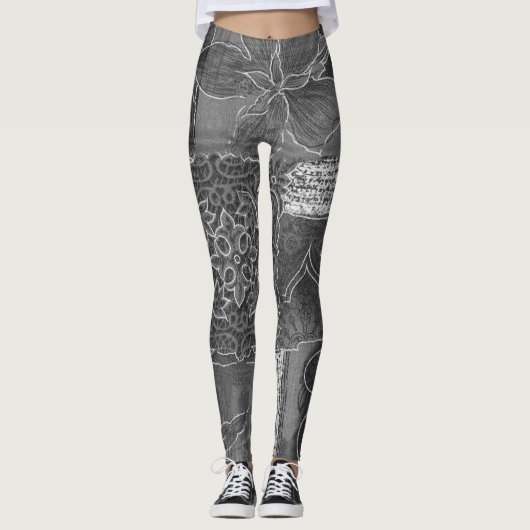 Grijs Patchwork-bos Leggings (Voorkant)