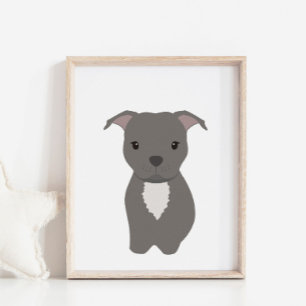 Grijs Pitbull Hondenkwekerij & Kinder kamer Decor Poster